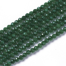 Natürliche afrikanische Jade Perlen Stränge, facettiert, Runde, 2~2.5x2 mm, Bohrung: 0.2 mm, ca. 158~205 Stk. / Strang, 15.7~16.7 Zoll (40~42.5 cm)