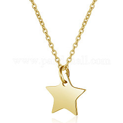 201 Stainless Steel Pendants Necklaces, with Cable Chains, Star, Golden, 16.3 inch(40cm), 1mm