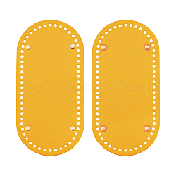 PU Leather Oval Bag Bottom, for Knitting Bag, Women Bags Handmade DIY Accessories, Goldenrod, 252x122x9.5mm, Hole: 4.5mm