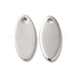 304 Stainless Steel Pendant, Oval Charm, Stainless Steel Color, 20x9x1.5mm, Hole: 1.8mm