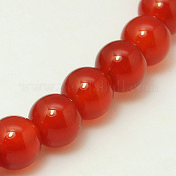Chapelets de perles en cornaline naturelle, teints et chauffée, Grade a, ronde, 12mm, Trou: 2mm, Environ 33 pcs/chapelet, 15.5 pouce