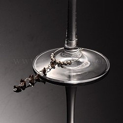 Copeaux de quartz fumé breloques de verre à vin, laiton cerceau avec billes de fer, platine, 90x31mm
