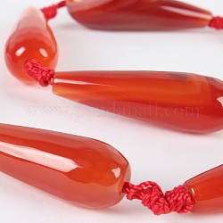 Natural Agate Faceted Teardrop Bead Strands, Dyed, Red, 30x10mm, Hole: 2mm, about 11pcs/strand, 15.35 inch