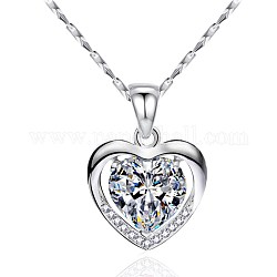 Серебряный кулон ожерелья, со стеклянными кабошонами , сердце, прозрачные, платина