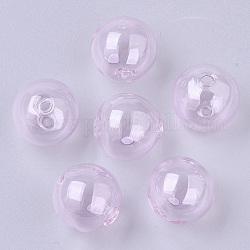 Abalorios de vidrio soplado a mano, redondo, rosa, 16x16mm, agujero: 1~2 mm