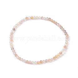 Bracciale elasticizzato in pietra di luna naturale da 3 mm per donna, diametro interno: 2-1/4 pollice (5.65 cm), perline: 3 mm