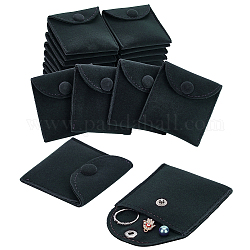 スナップボタン付きベルベットジュエリーフラップポーチ  イヤリング用封筒バッグ  ブレスレット  ネックレス包装  長方形  スレートグレイ  7.4x7.1cm