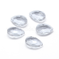 Faceted Glass Pendants, Teardrop, Clear, 15x9.5x5.5mm, Hole: 1mm