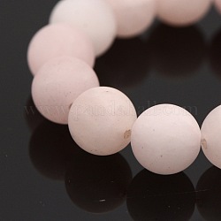 Chapelets de perles rondes en quartz rose mat naturel, 10mm, Trou: 1mm, Environ 19 pcs/chapelet, 7.5 pouce