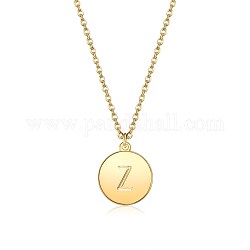 Латунное ожерелье, с кабельными цепями, плоско-круглые, Письмо Z, золотые, 16.14 дюйм (41 см), 2 мм