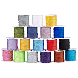 Pandahall elite 18rouleaux de fil de coton 18 couleurs, corde à nouer chinoise, pour la fabrication de colliers de bracelets tissés, couleur mixte, 0.4mm, environ 21.87 yards (20 m)/rouleau, 1 rouleau / couleur