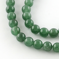 Круглые натуральный зеленый авантюрин бисер пряди, 8 мм, отверстие : 1 мм, около 46 шт / нитка, 15 дюйм