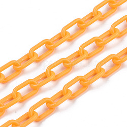 Handgefertigte undurchsichtige Büroklammerketten aus Acryl, gezogene längliche Kabelketten, orange, 13x7.5x2 mm, 19.88 Zoll (50.5 cm)/Strang
