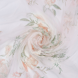 Tissu de dentelle brodée en maille, pour la décoration de couture, Accessoires de vêtement, motif de fleur, rose, 63 pouce (1600 mm)
