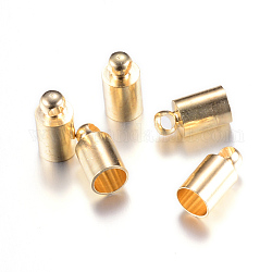 真鍮製コードエンドパーツ  エンドキャップ  カドミウムフリー＆鉛フリー  コラム  ライトゴールド  8x3mm  穴：1.5mm  2mm内径