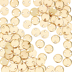 Unicraftale 100Pcs 304 Stainless Steel Connector Charms, Flat Round Links, Real 24K Gold Plated, 6x0.8mm, Hole: 1mm