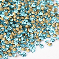 Parte posterior plateada grado a Diamante de imitación de cristal en punta, aguamarina, 2.3~2.4mm, aproximamente 1440 unidades / bolsa