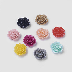 Mixed Color Flat Back Flower Resin Cabochons, 14x6mm