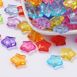 Transparent Acrylic Beads, Star, Mixed Color, 14.5mm long, 15mm wide, 6mm thick, hole: 1.5mm, about 714pcs/500g