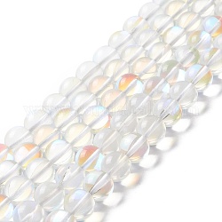 Chapelets de perles en pierre de lune synthétique, ronde, clair ab, 10mm, Trou: 1mm, Environ 37~39 pcs/chapelet, 14.76''~14.96'' (37.5~38 cm)