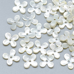 Perles de coquillage blanc naturel, perles coquille en nacre, fleur, 8.5x8.5x0.5~1.5mm, Trou: 1mm