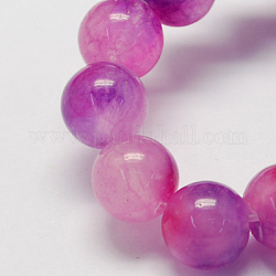 Chapelets de perles en jade naturelle à deux tons, teinte, ronde, perle rose, 10mm, Trou: 1mm, Environ 38 pcs/chapelet, 14.9 pouce