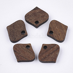 Encantos de madera de nogal, saddle brown, 11.5x12x2.5~3mm, agujero: 1.6 mm