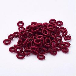 Perles de tissage en polyester, anneau, rouge foncé, 6x2mm, Trou: 3mm, environ 200 pcs / sachet 