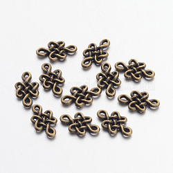 Connettori in lega di nodo cinese in stile tibetano, cadmio & nichel &piombo libero, bronzo antico, 7x11.5x2mm, Foro: 1 mm