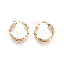 304 Stainless Steel Geometric Hoop Earrings for Women Girls, Hypoallergenic Earrings, Ring with Heart, Golden, 25~25.5x8mm, Pin: 1x0.6mm