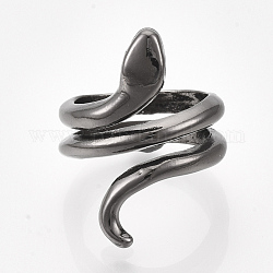 Сплав манжеты кольца пальцев, змея, металлический черный, Размер 5, 15.5 мм