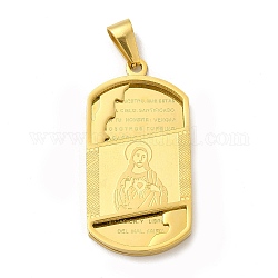 Ionenbeschichtung (IP) 304 Religionsanhänger aus Edelstahl, Ovale Anhänger mit Jesus-Muster, golden, 44x22x3.5 mm, Bohrung: 9x4 mm