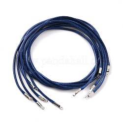 Accesorios para hacer collares de cordón redondo encerado, con la fornituras de latón, azul marino, 45x0.2 cm, agujero: 1.6 mm