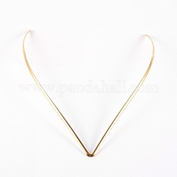 Vakuumbeschichtung 201 Edelstahl Drehmoment Halskette Herstellung, starre Halsketten, golden, 15.5~170x125~130 mm