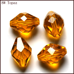 Imitazione branelli di cristallo austriaco, grado aaa, sfaccettato, bicono, arancione, 6x9.5mm, Foro: 0.7~0.9 mm