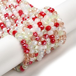 Chapelets de perles en verre, facette, rondelle, orange foncé, 6x5mm, Trou: 1mm, Environ 85~88 pcs/chapelet, 16.1~16.5 pouce (41~42 cm)