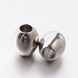 Perles de baril rétro en 201 acier inoxydable, couleur inoxydable, 7x6mm, Trou: 2.5mm