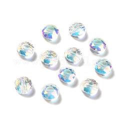 Verre imitation perles de cristal autrichien, facette, plat rond, clair ab, 8x5mm, Trou: 1.5mm