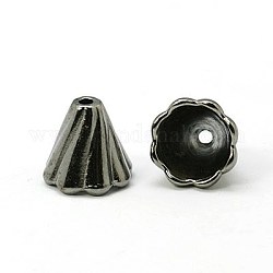 Tibetan Style Bead Caps, Gunmetal, Cadmium Free & Nickel Free & Lead Free, 13x12mm, Hole: 2mm, Inner Diameter: 10mm