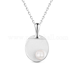 Shegrace rhodié 925 pendentif en argent sterling colliers, avec perles d'eau douce de perles, perles de sport, Chasseur de tennis de table, platine, 15.7 pouce (40 cm)