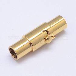 Column 304 Stainless Steel Locking Tube Magnetic Clasps, Ion Plating (IP), Golden, 16x5mm, Hole: 3mm