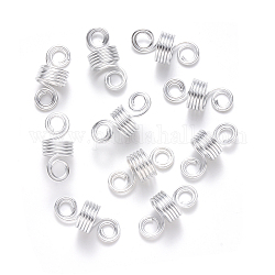 Perles de dreadlock de tresse de cheveux en aluminium, Bobine de manchette, poignets de bobine de cheveux de fil, 5 boucles, couleur d'argent, 22~23x10mm, Trou: 4mm, 8 mm de diamètre intérieur 