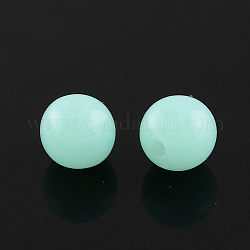 Perles en acrylique fluorescente, ronde, bleu clair, 6mm, Trou: 1.5mm, environ 3850 pcs/500 g