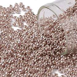 Toho perles de rocaille rondes, Perles de rocaille japonais, (pf552) permafinish rose subtil métallisé, 11/0, 2.2mm, Trou: 0.8mm, environ 5555 pcs/50 g