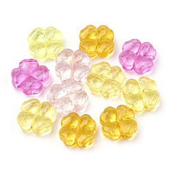Transparent Acrylic Beads, Faceted, Four Leaf Clover, Mixed Color, 11x11x4.5mm, Hole: 1.5mm, about 1470pcs/500g