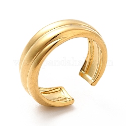 Placage ionique (ip) 304 anneau de manchette ouvert rainuré en acier inoxydable pour femme, véritable 18k plaqué or, nous taille 6 3/4 (17.1mm)