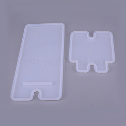 Set di stampi in silicone per porta cellulare rettangolare, stampi per colata di resina, per la produzione di resina UV e resina epossidica, chiaro, 213x101x7mm, 117x98.5x7mm, 2 pc / set