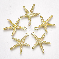 Alloy Pendants, Starfish/Sea Stars, Light Gold, 24x22x2.5mm, Hole: 2mm