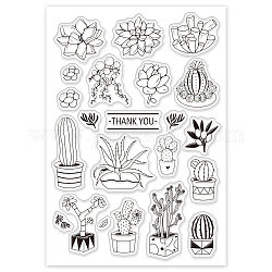 Sellos de plástico de pvc, para diy scrapbooking, álbum de fotos decorativo, hacer tarjetas, hojas de sellos, patrón de cactus, 16x11x0.3 cm