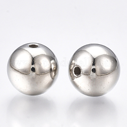 Ccb Kunststoff-Perlen, Runde, Platin Farbe, 10x9.5 mm, Bohrung: 1.5~2 mm